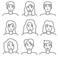 Face people character set vector illustration. Suitable for icon, logo, sticker pack and graphic design elements