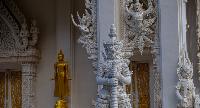 White temple in Chumphon province Thailand