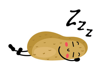 Fresh potato funny mascot sleeping