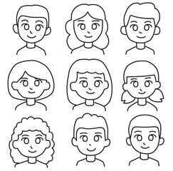 Face people character set vector illustration. Suitable for icon, logo, sticker pack and graphic design elements