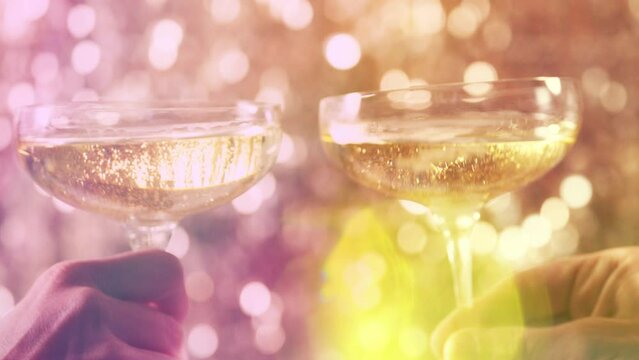 Champagne glasses making a cheers