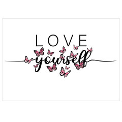 love yourself with butterflies vector 