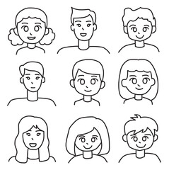 Face people character set vector illustration. Suitable for icon, logo, sticker pack and graphic design elements