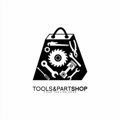 Spare parts and tools shop logo design.