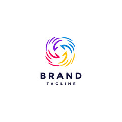 Four United Hands Symbol Design. Four Rotating Colorful Hands Logo Design.