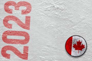Canadian flag hockey puck