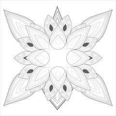 Coloring Book for adults. Hand drawn flowers in zentangle style for t-shirt design or tattoo and coloring book