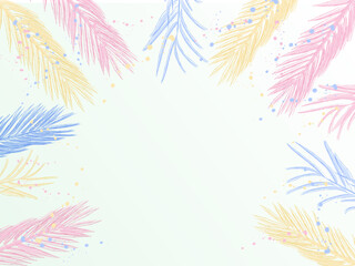 Fototapeta na wymiar Palm leaves colorful banner tropical vector watercolors