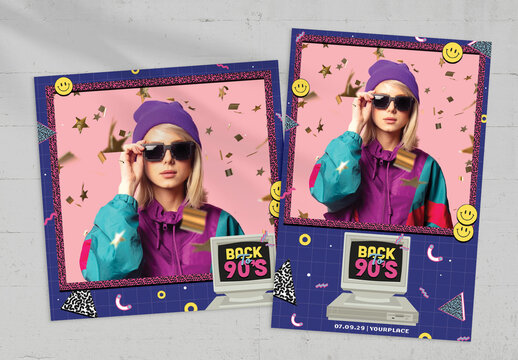 90s Night Photo Card Template