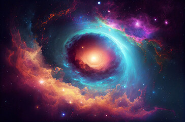 Obraz premium Glowing mysterious universe background. Generative ai