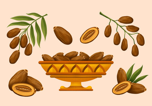 Date Dates Fruit Clipart Illustration for Ramadan Eid Celebrations
