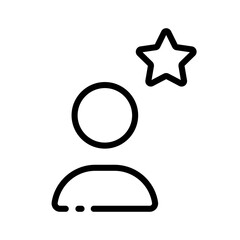 Man with star button line icon. Star, Favorite, Important, Saved, Trashed, Liked, momentous, substantial. Vector line icon on white background