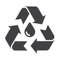 recycle symbol icon with liquid drop