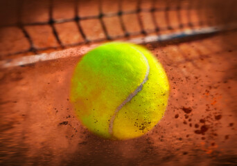 tennis ball on a tennis court