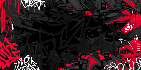 Abstract Dark Urban Street Art Graffiti Style Vector Illustration Template Background Art © Anton Kustsinski