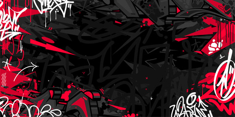 Dark Black Abstract Flat Urban Street Art Graffiti Style Vector Illustration Template Background Art