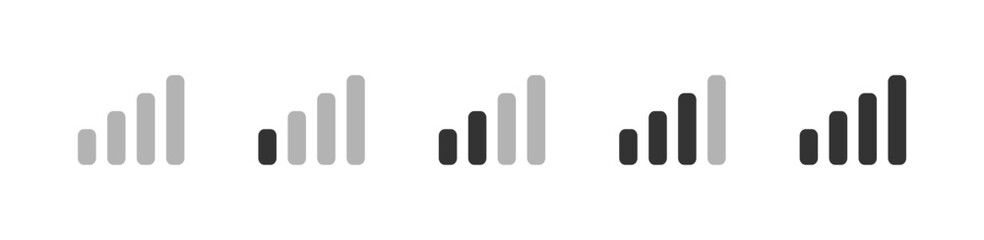 Wifi set icon. Sign, device status bar, wireless internet, online, connection level, communication, access, state, active. Technology concept. Vector line icon on white background