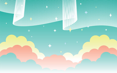 オーロラと雲の夜空と星の背景