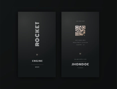 Vertical Modern Professional Business Card Template with QR Code and Gold Accent
