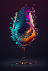 Colorful Wine Glass, Generative AI