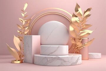 mockup podium pour produit de beauté ou cosmétique, couleur rose pastel - illustration 3D