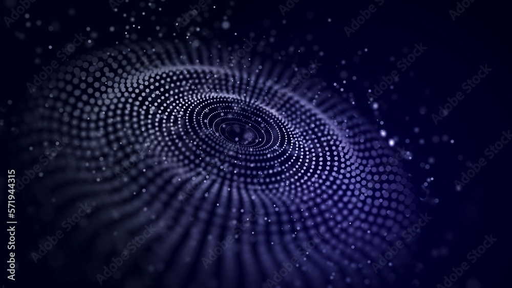 Aufkleber sphere with moving information particles. global communication technology. 3d rendering.