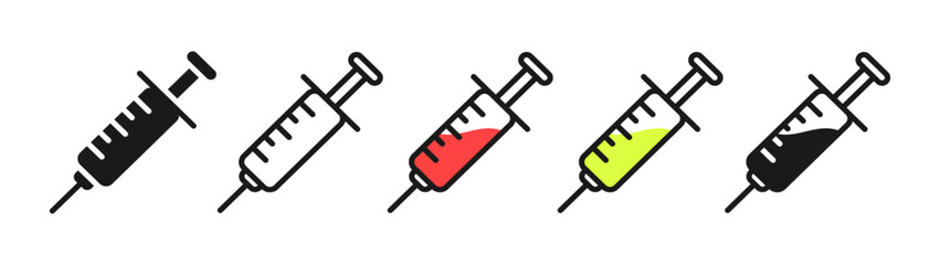 Syringe line icon. Natural medicine, herbal, ethnoscience, eco, health, treatment, prescription, treat, illness, disease. Healthcare concept. Vector icon in line, black and colorful style
