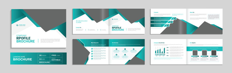 Landscape corporate brochure company profile template annual report cover layout, minimal business brochure a4 page template design	