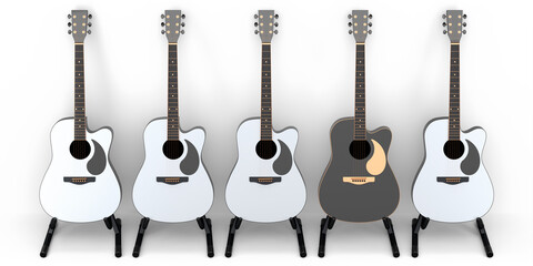 Fototapeta premium Set of acoustic guitar isolated on white background.