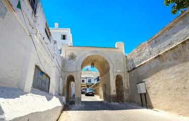View of ancient gateway of Medina. Tangier, Morocco, North Africa