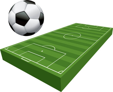 3D Soccer Football Field and Ball Illustration