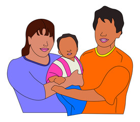 Filipino family portrait of mum, dad and son