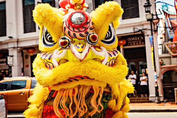 Dragon head costume at Chinese New year celebration in Malaysia