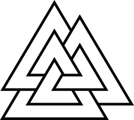 valknut icon. Line Art Style Design Isolated On White Background