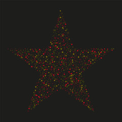 Colored star confetti on black background, star made of stars, design element