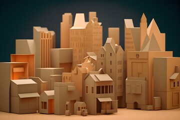 A city made out of cardboard boxes - obrazy, fototapety, plakaty