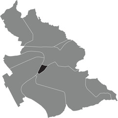Black flat blank highlighted location map of the OBERNAUER KOLONIE BOROUGH inside gray administrative map of ASCHAFFENBURG, Germany