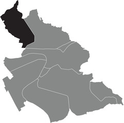 Black flat blank highlighted location map of the STRIETWALD BOROUGH inside gray administrative map of ASCHAFFENBURG, Germany