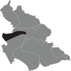 Black flat blank highlighted location map of the LEIDER BOROUGH inside gray administrative map of ASCHAFFENBURG, Germany