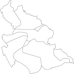 White flat vector administrative map of ASCHAFFENBURG, GERMANY with black border lines of its boroughs