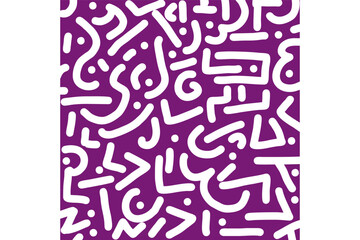 Abstract Hand draw Geometric Memphis Pattern with Purple Bakground