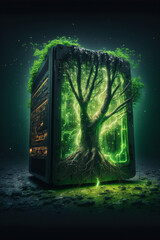 Concept of green computing,illustration,created with Generative AI Technology