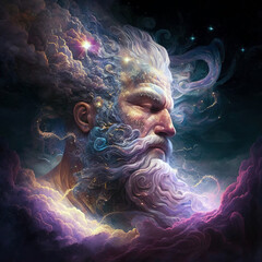 Wise old man in a mystical scene - 571952346