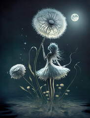 Fairy tale little girl undine in the swamp - 571952799