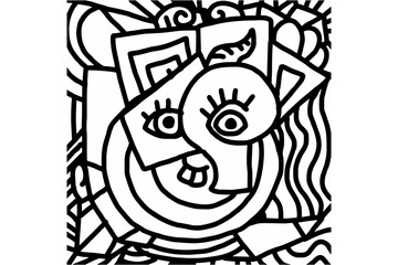 Aesthetic abstract decorative etnic face portrait