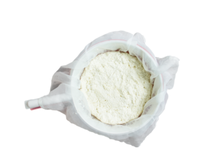 Fresh ricotta cheese in a white sieve on a white background, cottage cheese in a sieve on a white background, soft ricotta cheese, the process of making cottage cheese, the process of making homemade 