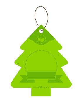 Christmas tree shaped price tag - modern flat design style image