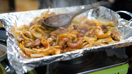 Stir-fried eel, a local food in Busan.