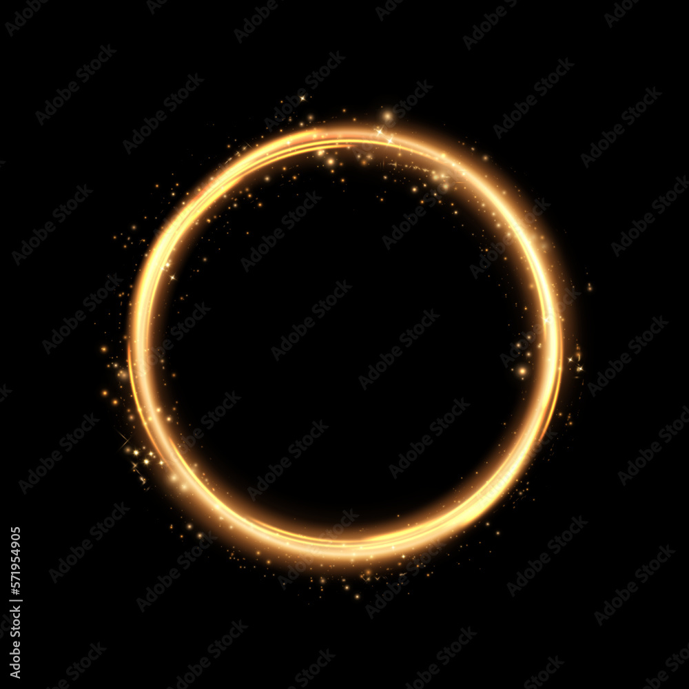 Poster vector circular light beam isolated on transparent background. glowing neon light effect. vector ill