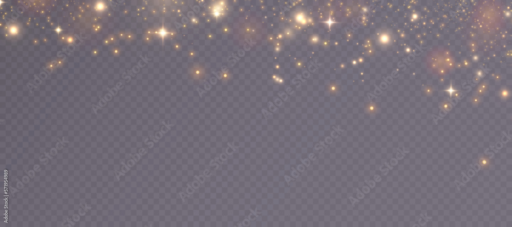 Poster Light effect with lots of shiny highlights shining on a transparent background for holiday and greeting illustrations.